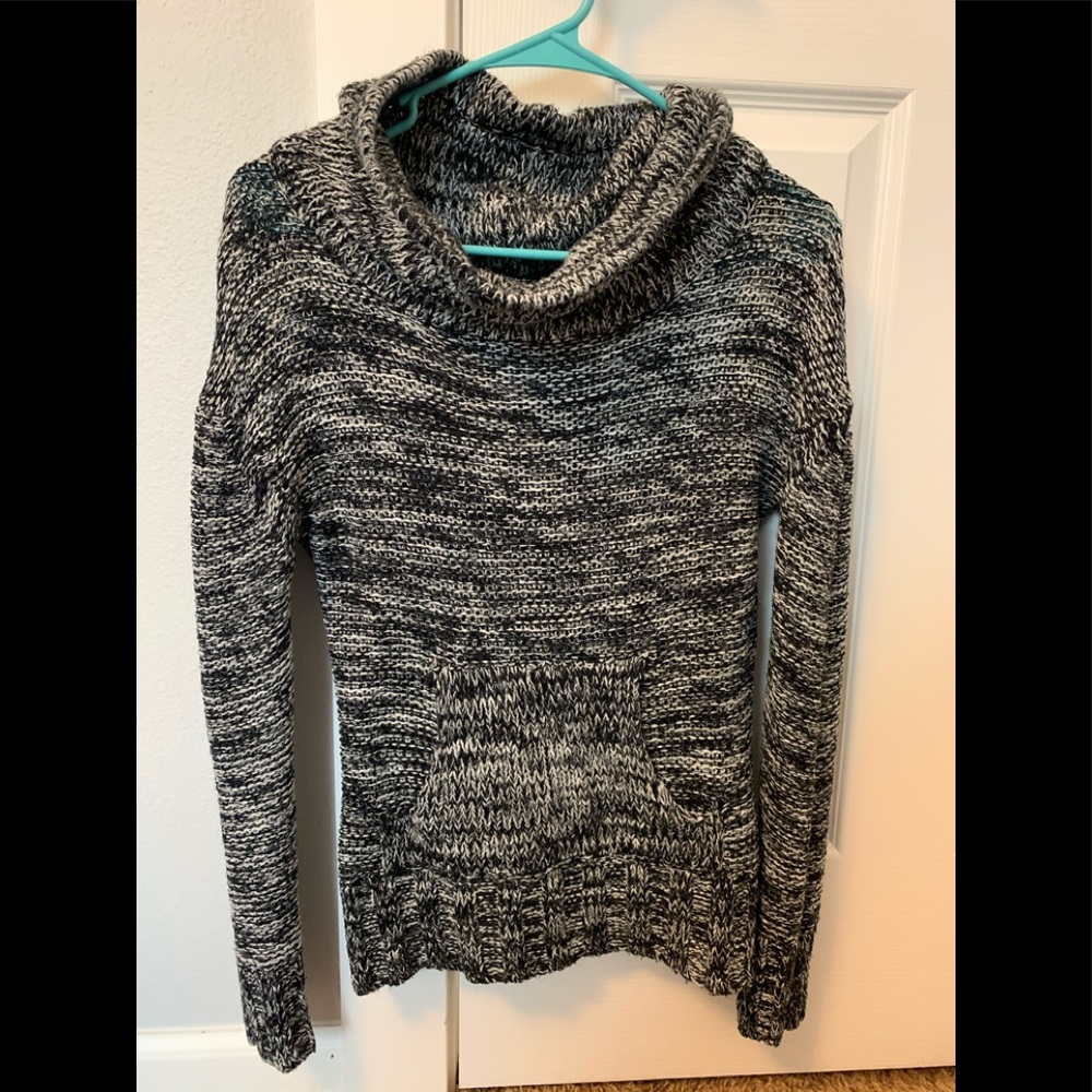 Black and White knitted cowl sweater
